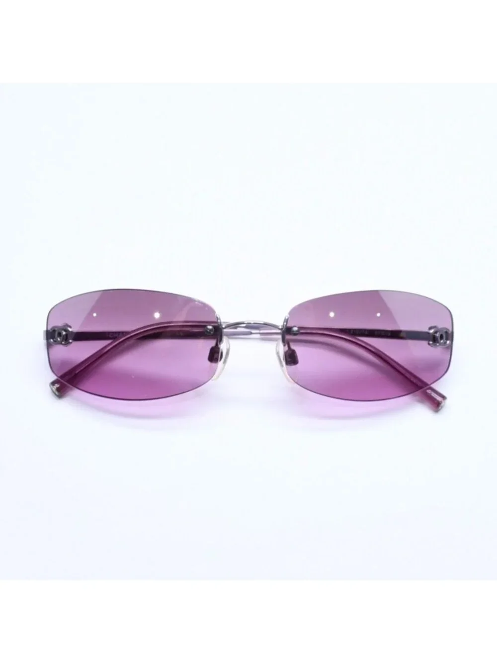 Chanel Rimless Sunglasses Eyewear CC Logo Purple